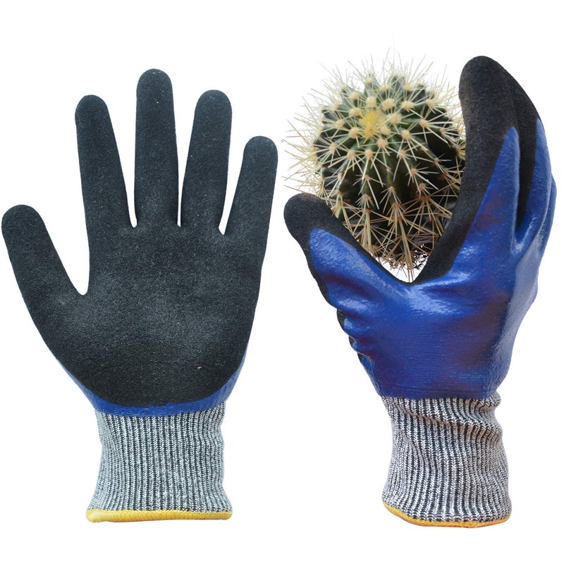 GLOSAV Durable Gardening Gloves for Men, Heavy Duty Nitrile Garden Gloves, Double Coated Work Gloves, Cut Resistant, Puncture Proof, Water Resistant, Touch Screen (Medium) - Image 1